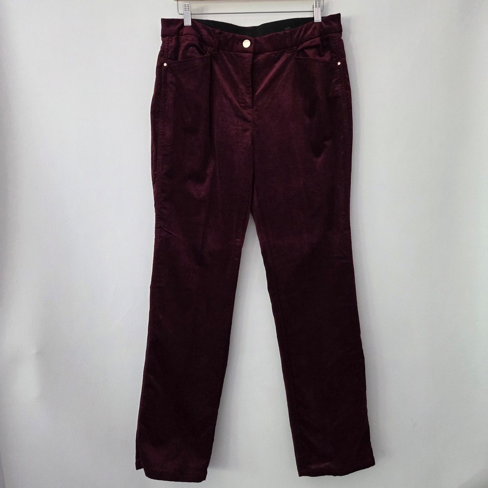 Chico's Corduroy Pants Burgundy Velvet Straight Leg Women 2 Size 12